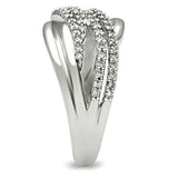 3W174 - Rhodium Brass Ring with AAA Grade CZ  in Clear