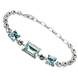 3W176 - Rhodium Brass Bracelet with Top Grade Crystal in Sea Blue - Alamode - Flyclothing LLC