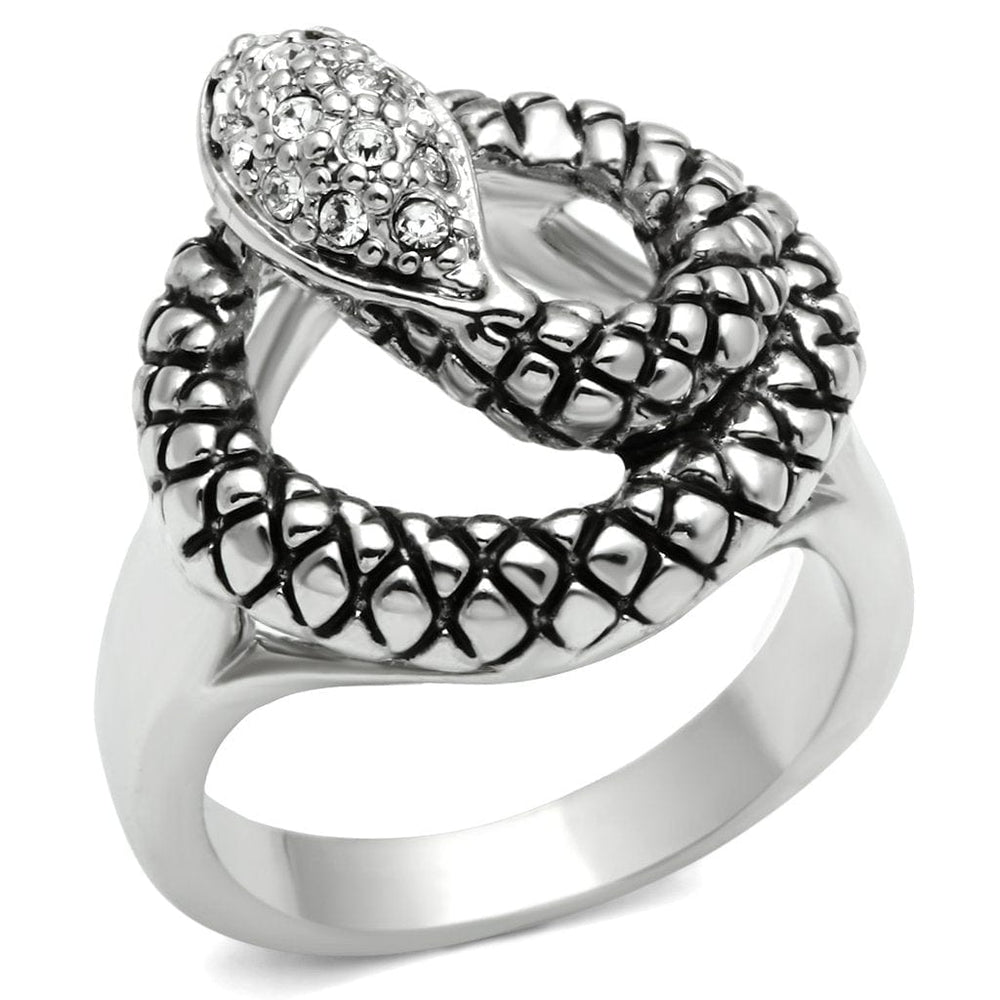3W183 - Rhodium Brass Ring with Top Grade Crystal  in Clear - Alamode