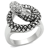 3W183 - Rhodium Brass Ring with Top Grade Crystal  in Clear - Alamode