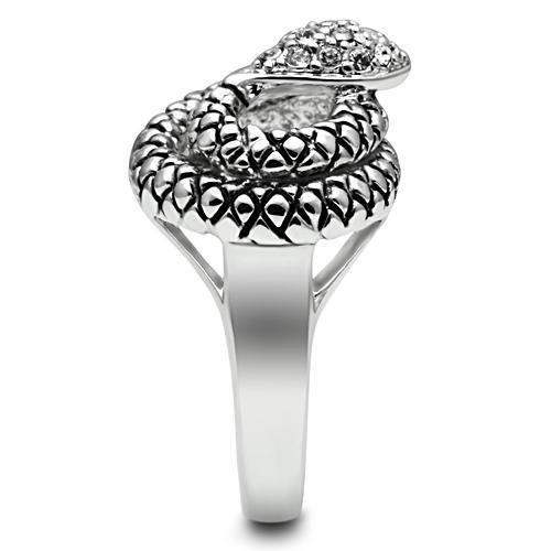 3W183 - Rhodium Brass Ring with Top Grade Crystal in Clear - Alamode - Flyclothing LLC