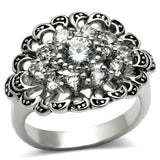 3W184 - Rhodium Brass Ring with AAA Grade CZ in Clear - Alamode - Flyclothing LLC
