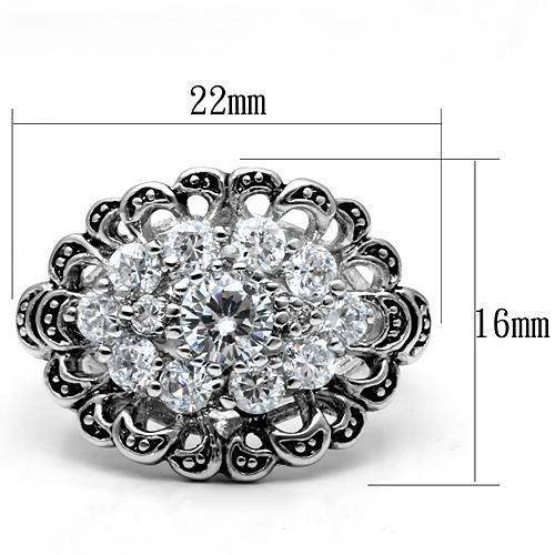 3W184 - Rhodium Brass Ring with AAA Grade CZ in Clear - Alamode - Flyclothing LLC