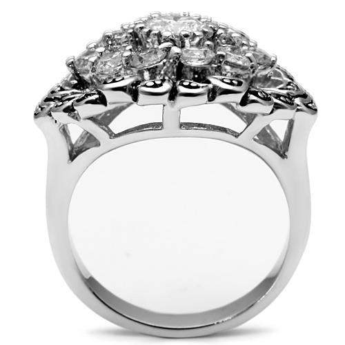3W184 - Rhodium Brass Ring with AAA Grade CZ in Clear - Alamode - Flyclothing LLC