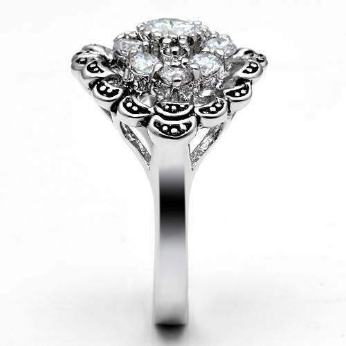3W184 - Rhodium Brass Ring with AAA Grade CZ in Clear - Alamode - Flyclothing LLC