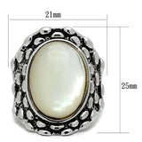 3W186 - Rhodium Brass Ring with Precious Stone Conch in White - Alamode