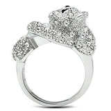 3W187 - Rhodium Brass Ring with AAA Grade CZ in Clear - Alamode - Flyclothing LLC