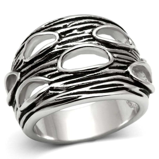 3W188 - Rhodium Brass Ring with No Stone - Alamode - Flyclothing LLC