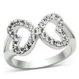 3W189 - Rhodium Brass Ring with Top Grade Crystal in Clear - Alamode - Flyclothing LLC