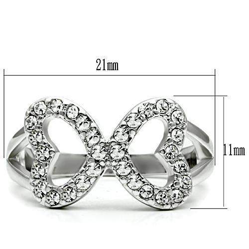 3W189 - Rhodium Brass Ring with Top Grade Crystal in Clear - Alamode - Flyclothing LLC