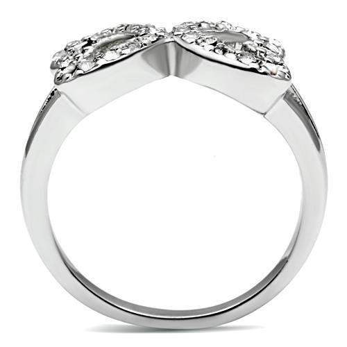 3W189 - Rhodium Brass Ring with Top Grade Crystal in Clear - Alamode - Flyclothing LLC
