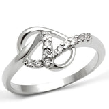 3W190 - Rhodium Brass Ring with AAA Grade CZ  in Clear - Alamode