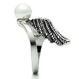 3W191 - Rhodium Brass Ring with Synthetic Pearl in White - Alamode - Flyclothing LLC