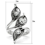 3W193 - Rhodium Brass Ring with Top Grade Crystal  in Clear - Alamode