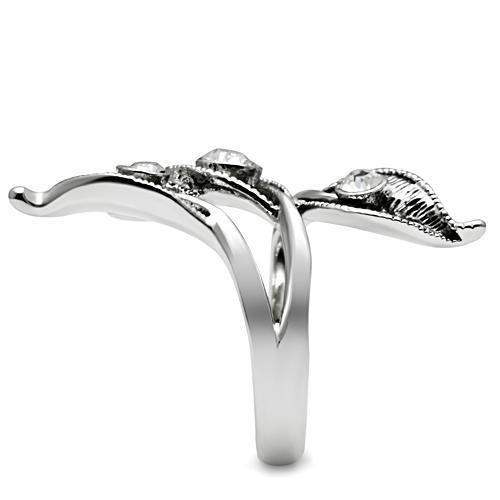 3W193 - Rhodium Brass Ring with Top Grade Crystal in Clear - Alamode - Flyclothing LLC