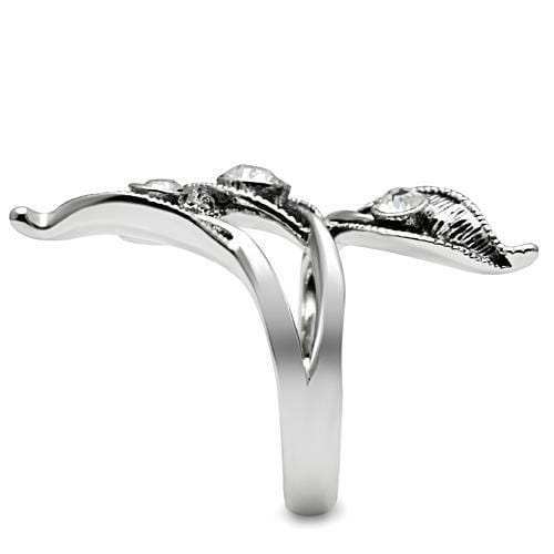 3W193 - Rhodium Brass Ring with Top Grade Crystal in Clear - Alamode - Flyclothing LLC