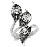 3W193 - Rhodium Brass Ring with Top Grade Crystal in Clear - Alamode - Flyclothing LLC
