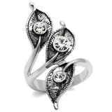 3W193 - Rhodium Brass Ring with Top Grade Crystal  in Clear - Alamode