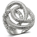 3W196 - Rhodium Brass Ring with AAA Grade CZ in Clear - Alamode - Flyclothing LLC