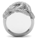 3W196 - Rhodium Brass Ring with AAA Grade CZ  in Clear - Alamode