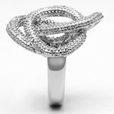 3W196 - Rhodium Brass Ring with AAA Grade CZ  in Clear - Alamode