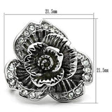 3W198 - Rhodium Brass Ring with Top Grade Crystal in Clear - Alamode - Flyclothing LLC