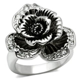 3W198 - Rhodium Brass Ring with Top Grade Crystal in Clear - Alamode - Flyclothing LLC