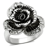3W198 - Rhodium Brass Ring with Top Grade Crystal  in Clear - Alamode