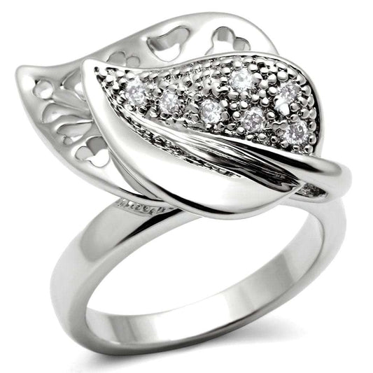 3W200 - Rhodium Brass Ring with AAA Grade CZ in Clear - Alamode - Flyclothing LLC
