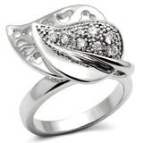 3W200 - Rhodium Brass Ring with AAA Grade CZ  in Clear - Alamode