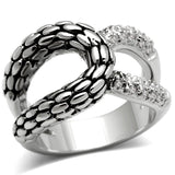 3W202 - Rhodium Brass Ring with AAA Grade CZ  in Clear - Alamode