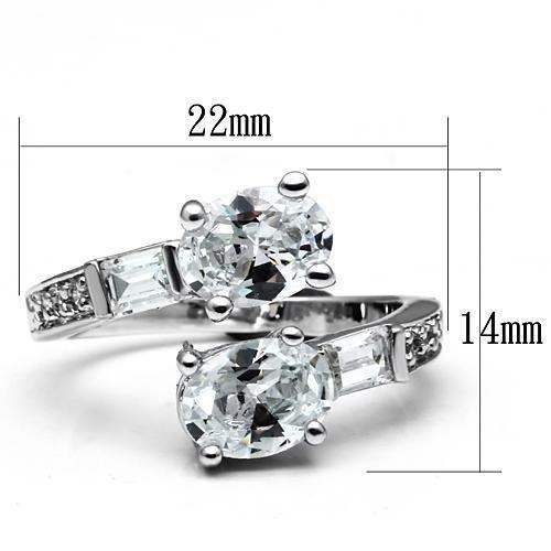 3W203 - Rhodium Brass Ring with AAA Grade CZ in Clear - Alamode - Flyclothing LLC