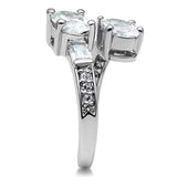 3W203 - Rhodium Brass Ring with AAA Grade CZ  in Clear - Alamode