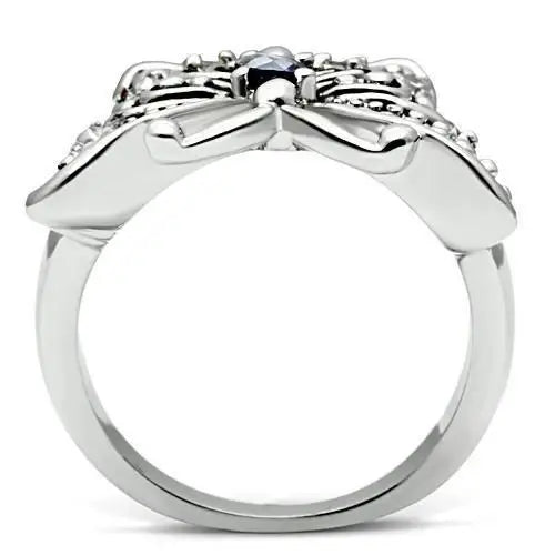 3W204 - Rhodium Brass Ring with AAA Grade CZ in Amethyst - Alamode - Flyclothing LLC