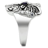 3W204 - Rhodium Brass Ring with AAA Grade CZ in Amethyst - Alamode - Flyclothing LLC