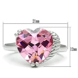 3W206 - Rhodium Brass Ring with AAA Grade CZ in Rose - Alamode - Flyclothing LLC