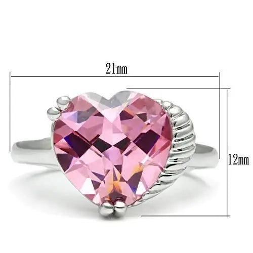 3W206 - Rhodium Brass Ring with AAA Grade CZ in Rose - Alamode - Flyclothing LLC