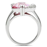 3W206 - Rhodium Brass Ring with AAA Grade CZ  in Rose - Alamode