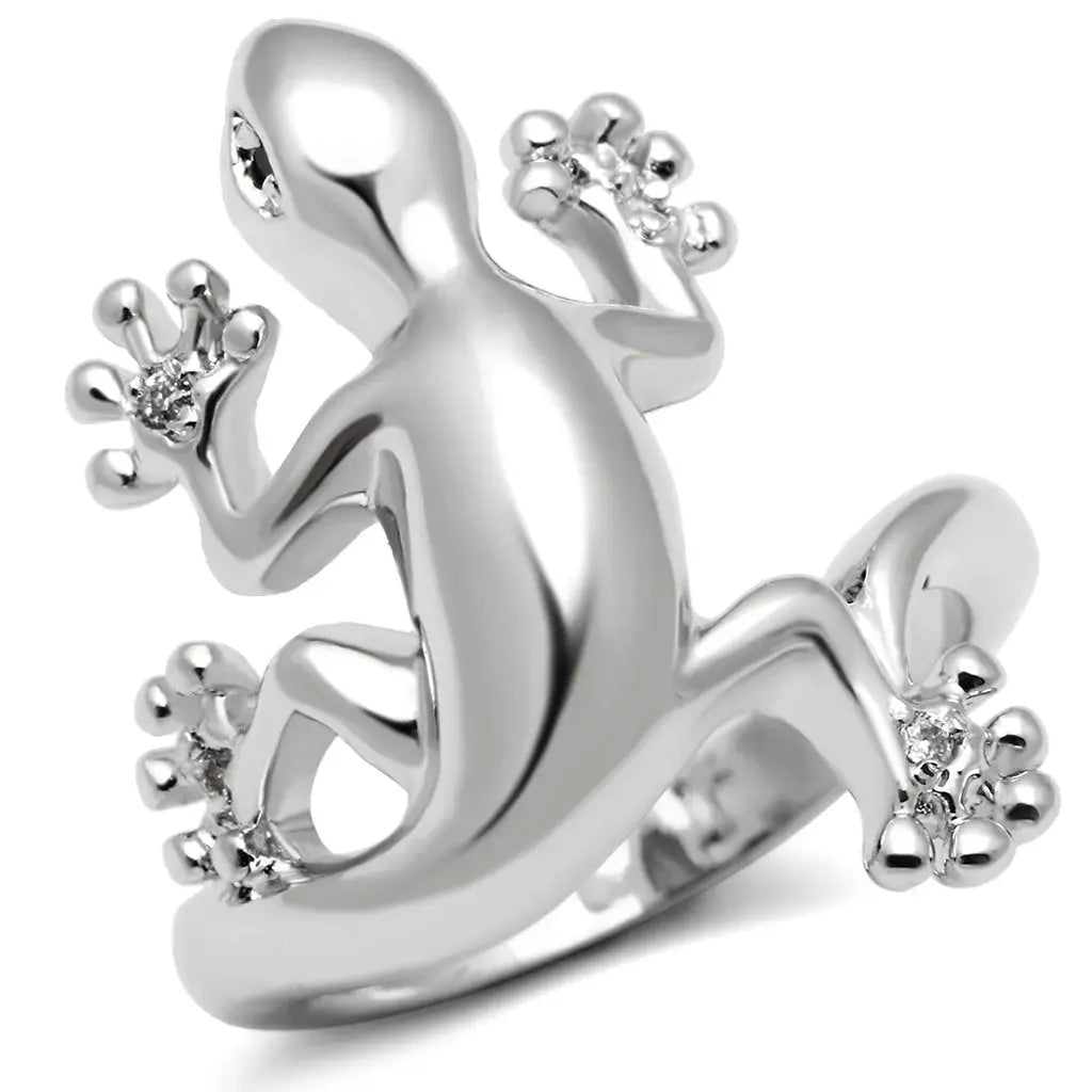 3W207 - Rhodium Brass Ring with AAA Grade CZ in Black Diamond - Alamode - Flyclothing LLC
