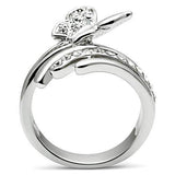 3W208 - Rhodium Brass Ring with Top Grade Crystal in Clear - Alamode - Flyclothing LLC