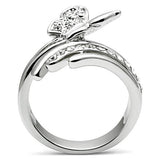 3W208 - Rhodium Brass Ring with Top Grade Crystal  in Clear - Alamode