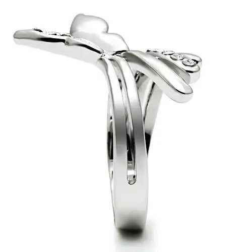 3W208 - Rhodium Brass Ring with Top Grade Crystal in Clear - Alamode - Flyclothing LLC