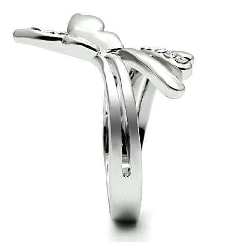 3W208 - Rhodium Brass Ring with Top Grade Crystal in Clear - Alamode - Flyclothing LLC