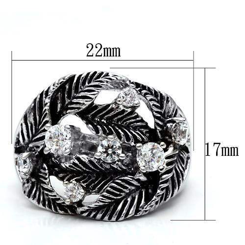 3W211 - Rhodium Brass Ring with AAA Grade CZ in Clear - Alamode - Flyclothing LLC