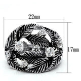 3W211 - Rhodium Brass Ring with AAA Grade CZ  in Clear - Alamode