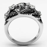 3W211 - Rhodium Brass Ring with AAA Grade CZ  in Clear