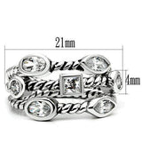 3W212 - Rhodium Brass Ring with AAA Grade CZ in Clear - Alamode - Flyclothing LLC