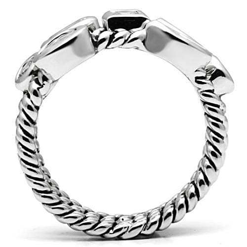 3W212 - Rhodium Brass Ring with AAA Grade CZ in Clear - Alamode - Flyclothing LLC