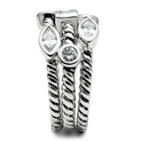 3W212 - Rhodium Brass Ring with AAA Grade CZ in Clear - Alamode - Flyclothing LLC