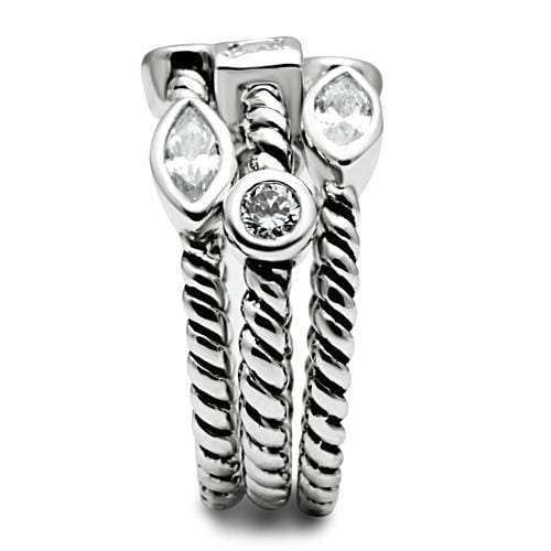 3W212 - Rhodium Brass Ring with AAA Grade CZ in Clear - Alamode - Flyclothing LLC